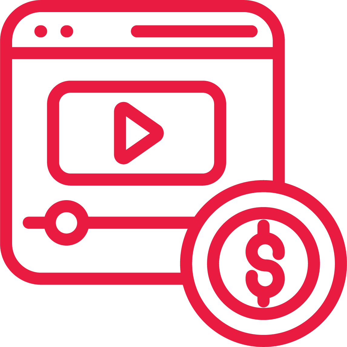 A video player with a dollar sign over it.