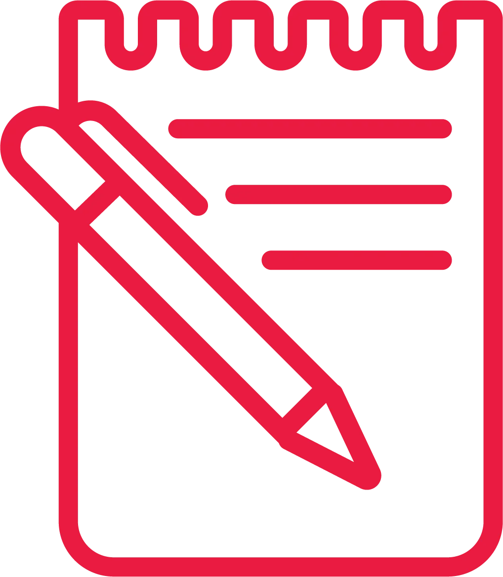 A notepad with a pen.